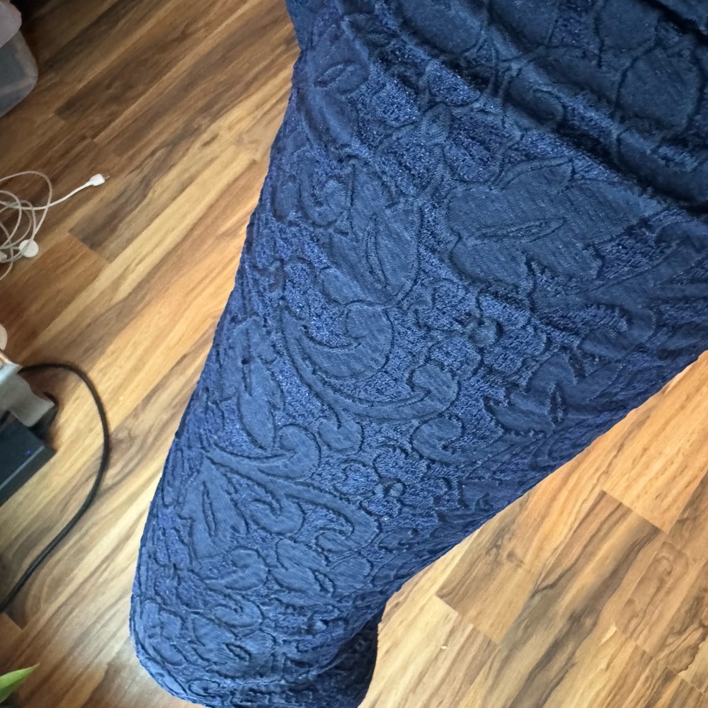 Nina Ricci Midnight Blue Floral Lace Textured Slacks - Picture 3 of 8